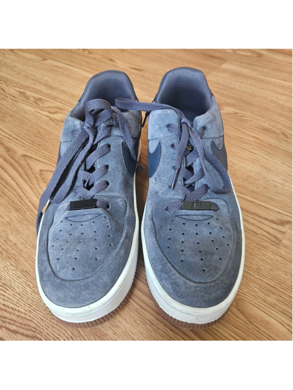 Nike Air Force 1 AF1 Low Blue Suede Platform Sneakers Womens 8.5